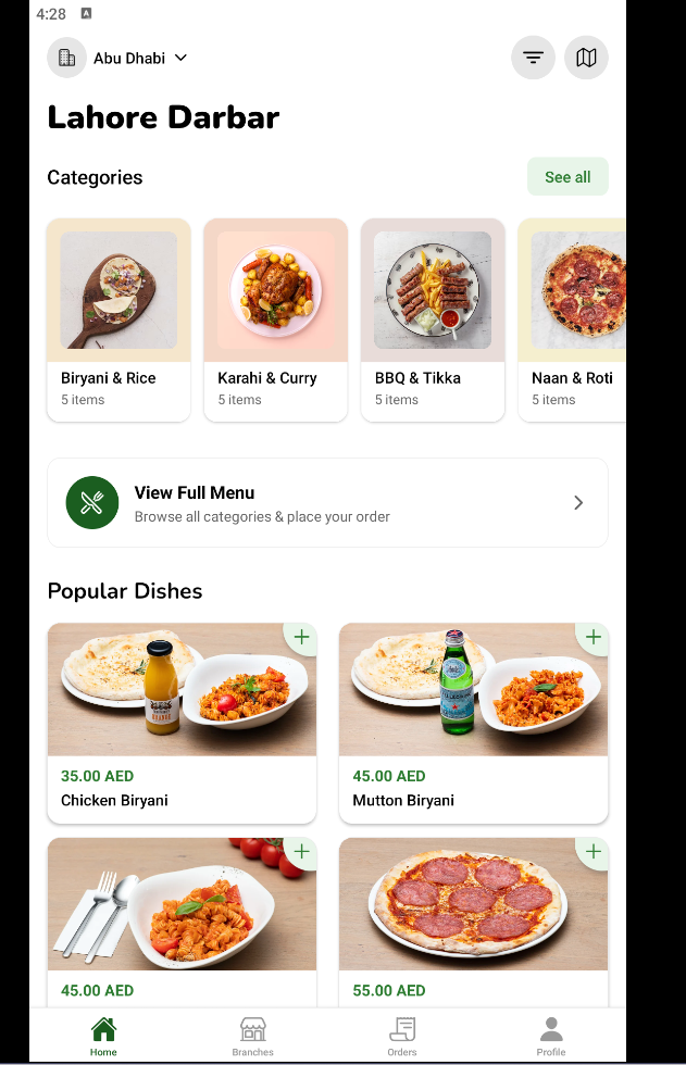 An image of the Lahore Darbaar Food Delivery App project.
